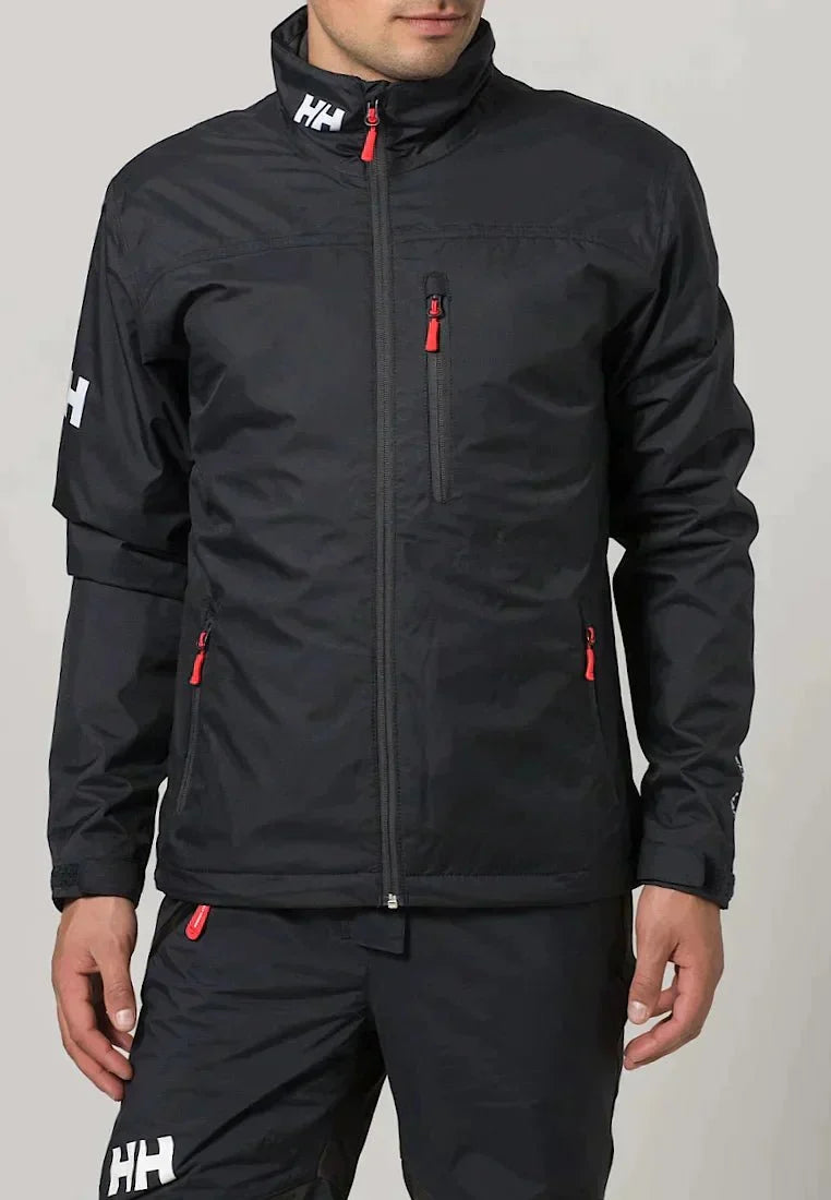 Men water resistant zip collar jacket in black structured full zip