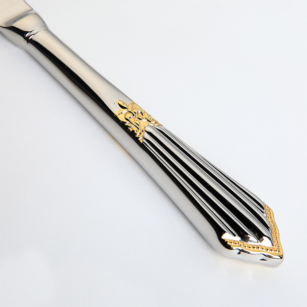 Gold finish stainless steel cutlery set, 24 or 48 piece with engraved pattern