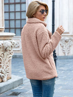 Women's mid-length coat with classic lapel collar, tailored fit outerwear