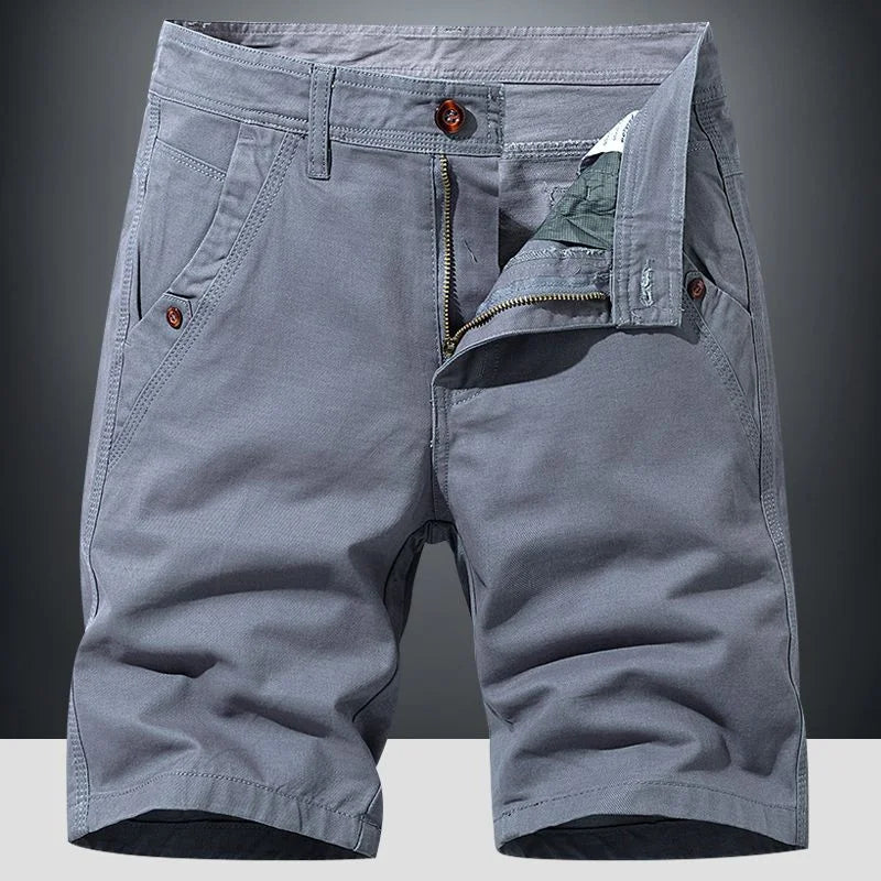 Men's chino shorts relaxed fit lightweight summer, available in gray, khaki, green, blue and black