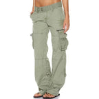 Women cotton cargo pants regular fit with functional pockets