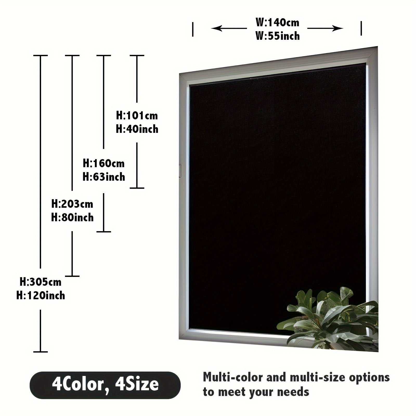 1 piece cordless portable blackout curtains for bedroom and living room windows