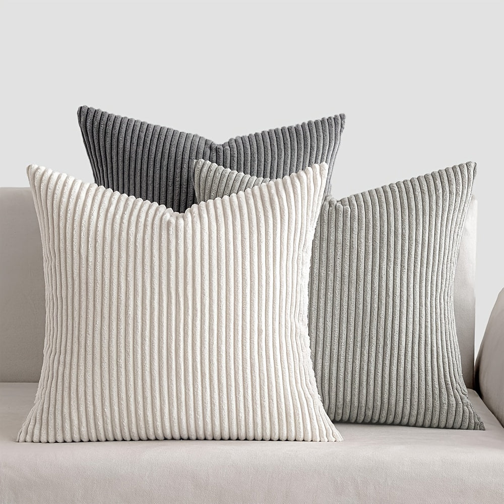 Bohemian rib stripe cushion cover soft woven polyester with zip closure
