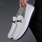 Men genuine leather loafers with metallic rope accent and cushioned insole