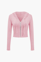 Women 2 piece knit hoodie and flared pants set with side buckle detail