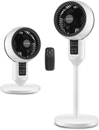 White pedestal fan with 3D oscillation and adjustable height, ultra-quiet 26 dB operation