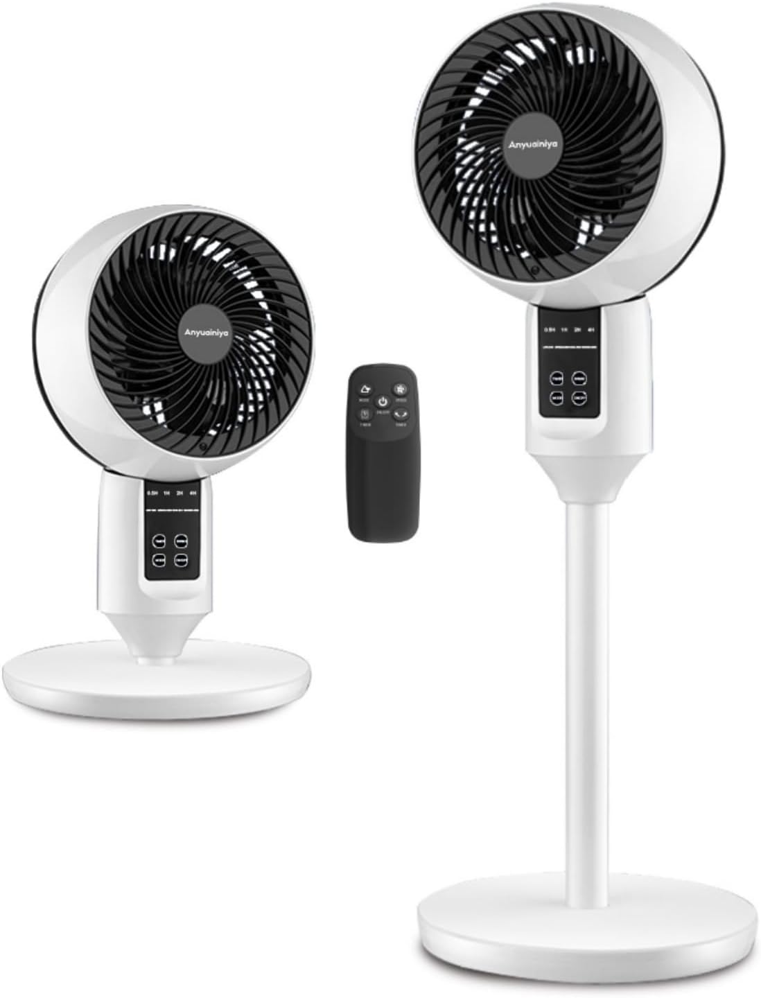 White pedestal fan with 3D oscillation and adjustable height, ultra-quiet 26 dB operation