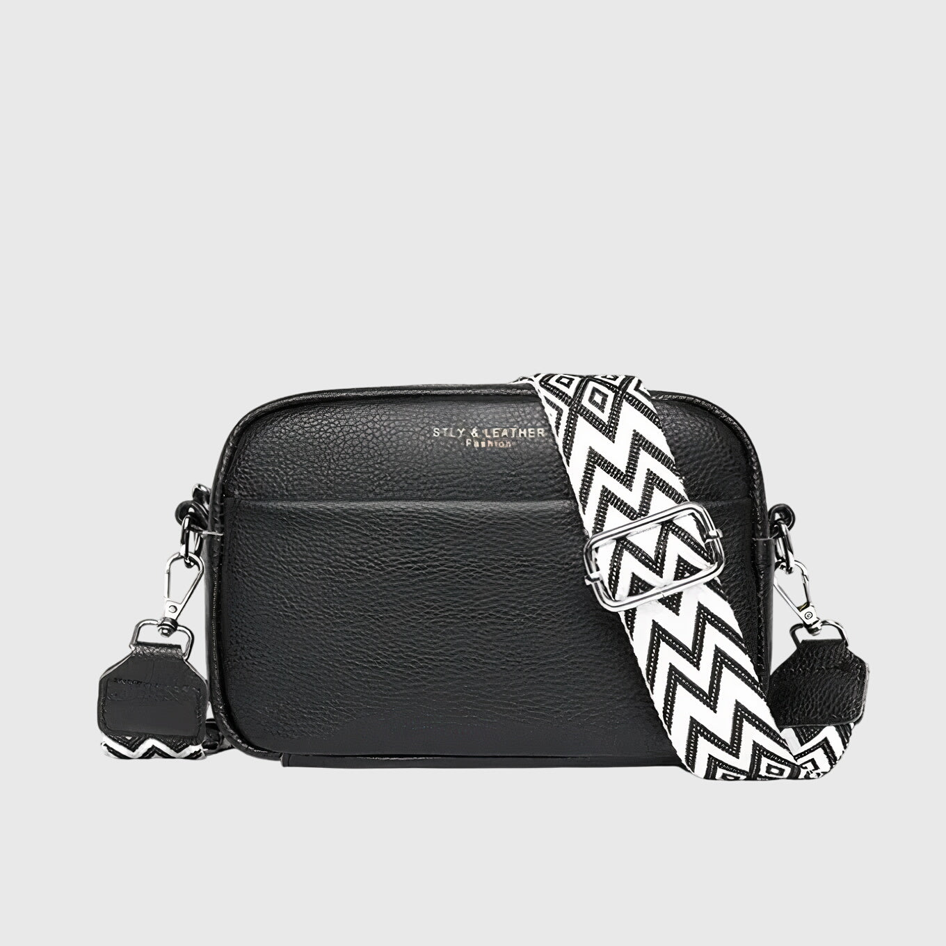 Women leather shoulder bag with adjustable strap multiple compartments
