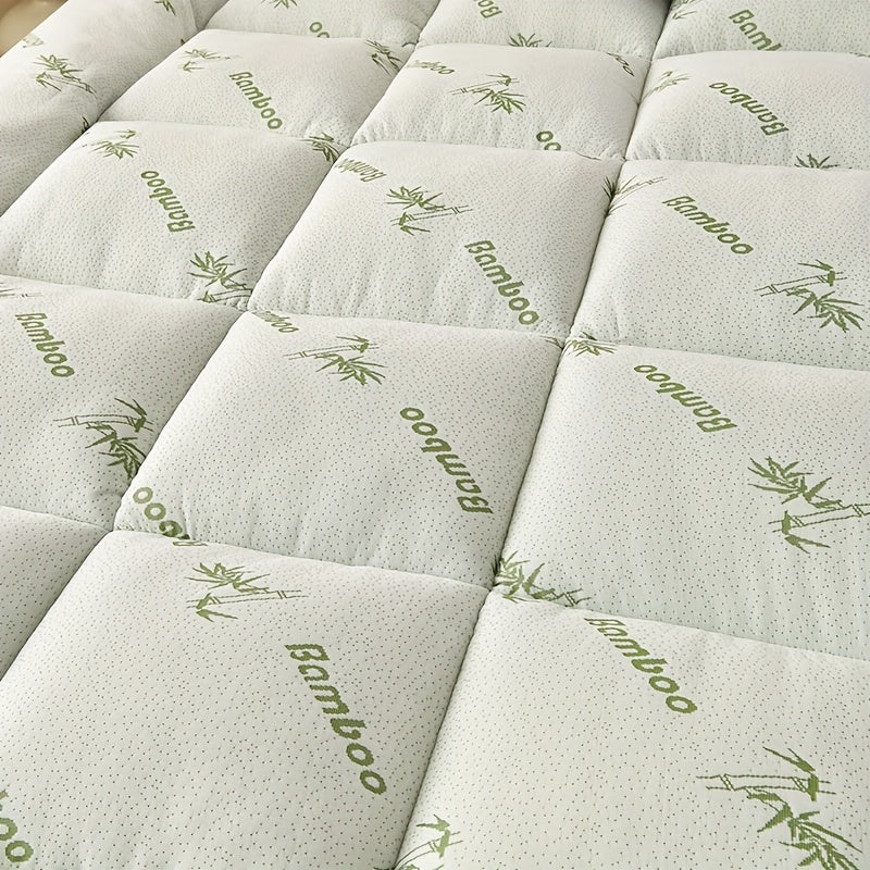 Mattress topper king size bamboo cooling quilted with back support