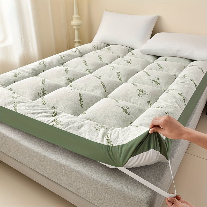Mattress topper king size bamboo cooling quilted with back support