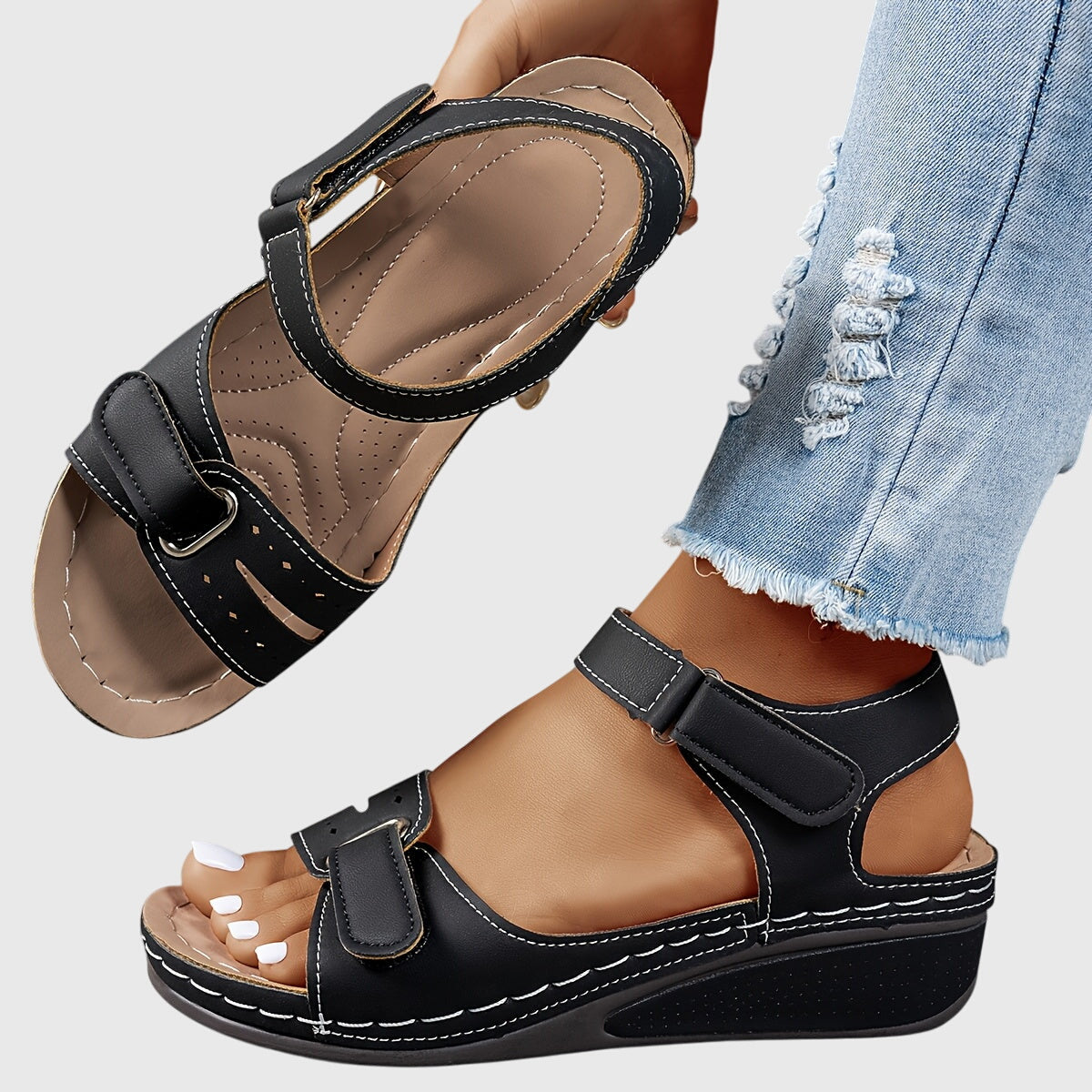 Women's orthopedic sandals with arch support and non-slip comfort sole