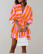 Women's midi dress with batwing sleeves and V-neckline, spring summer