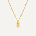 Initial tag necklace with birthstone gold plated personalised pendant
