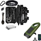 Emergency survival kit 15-in-1 with tactical tools, flashlight, and waterproof box