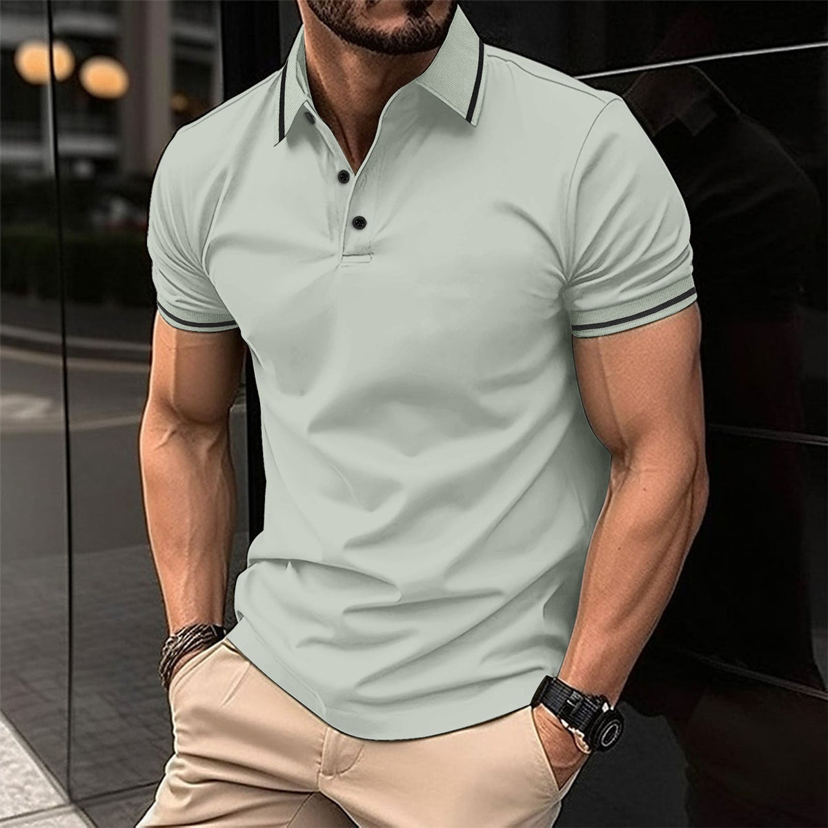 Men Polo Shirt Short Sleeve Casual Collared Regular Fit Tops