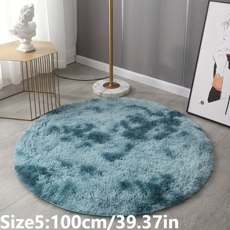 Round plush rug tie-dye soft non-slip, living room bedroom yoga mat