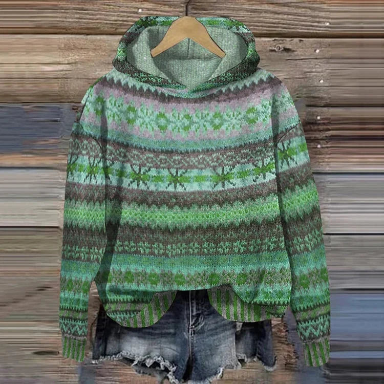 Women cotton blend casual hoodie with ribbed cuffs relaxed fit