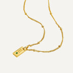 Initial tag necklace with birthstone gold plated personalised pendant