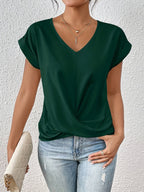 Women's casual t-shirt with sweetheart neckline, short sleeves, relaxed everyday fit