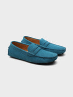 Men's suede loafers slip-on boat shoes in calf suede leather, laceless design