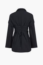 Women's blazer and corset two-piece set with lace-up detail, tailored silhouette