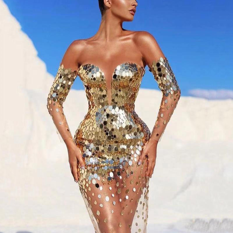 Sequin Dress Women | Polished Elegant Fairy Banquet Temperament Dress