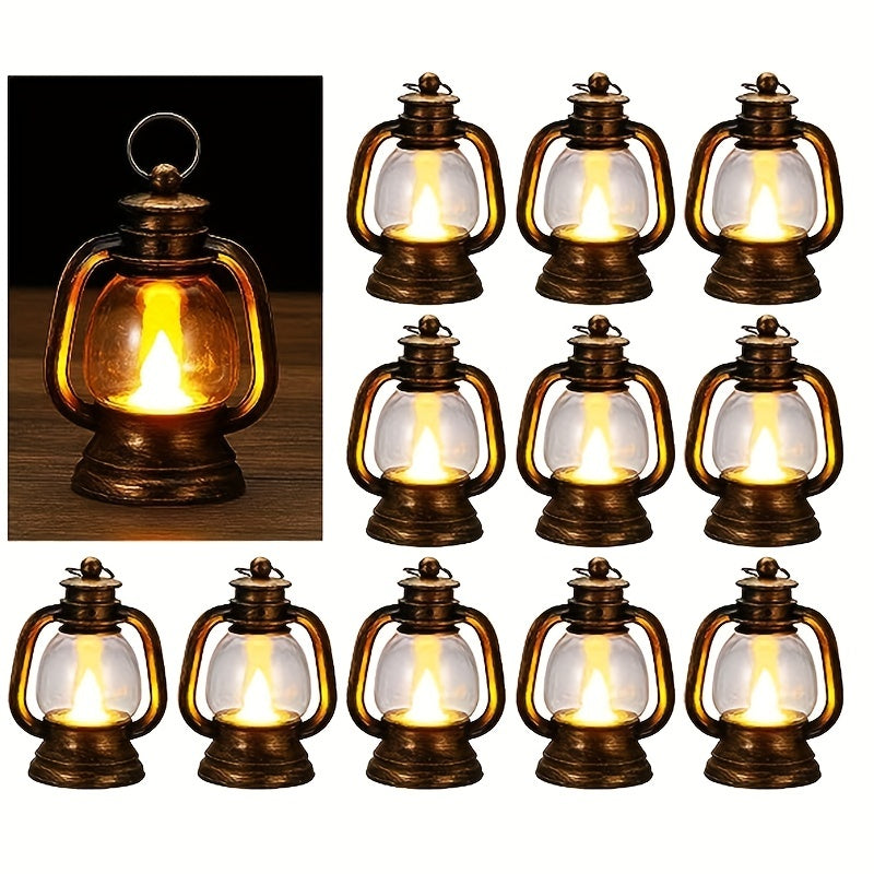 Christmas LED lantern lights 12 pack vintage mini flickering design