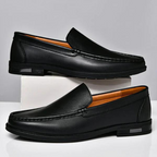 Men leather loafers slip on moccasins with cushioned insole and rubber outsole