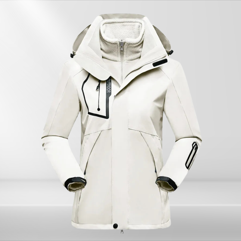 Women 3 in 1 waterproof jacket with removable fleece inner layer