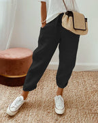 Women's linen pants casual relaxed fit, breathable summer trousers