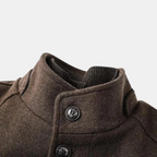 Men's wool coat with stand collar and quilted lining, autumn winter outerwear