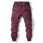 Men cargo joggers tapered fit with utility pockets and elastic drawstring waist