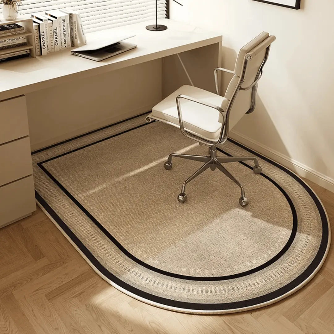 Office chair mat with non-slip backing for floor protection, polyester fleece geometric design