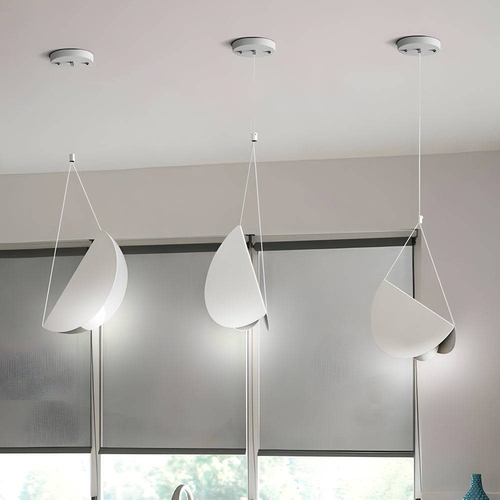 Minimalist white half-moon pendant lamp, 1/3/6-light crescent ceiling light