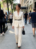 Women 2 Piece Suit stand collar tailored jacket with flared trousers