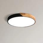 Scandinavian wood LED ceiling light, round modern indoor flush mount