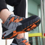 Men's steel toe safety shoes anti-smash slip-resistant grey work shoes