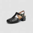 Women Mary Jane heels square toe block heel orthopedic with side cutouts