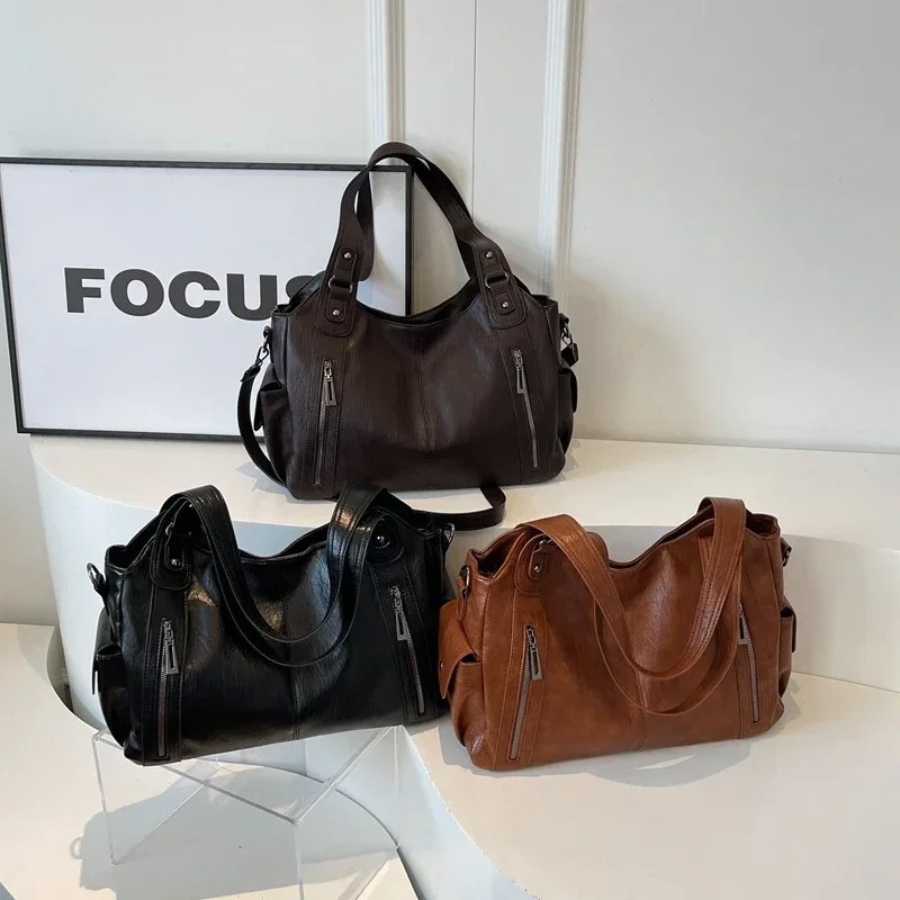 Women's vegan leather shoulder bag crossbody, multiple pockets everyday handbag