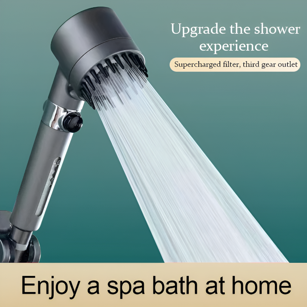 High pressure water saving shower head with chrome finish 24cm