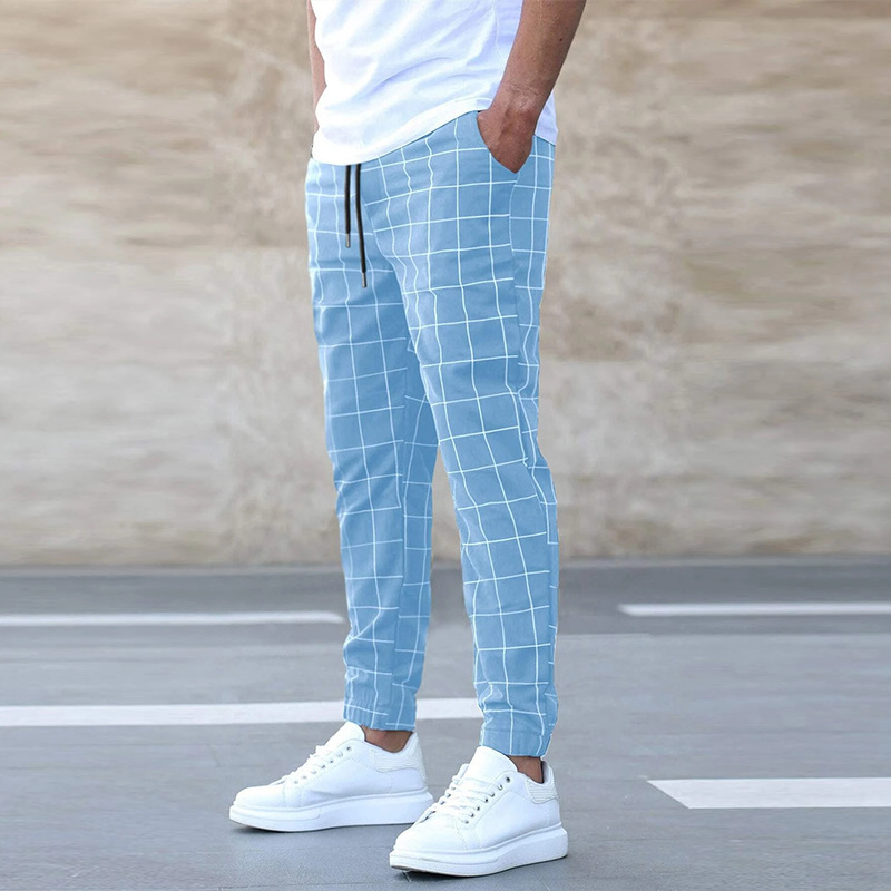 Men's plaid jogger pants relaxed fit casual everyday wear