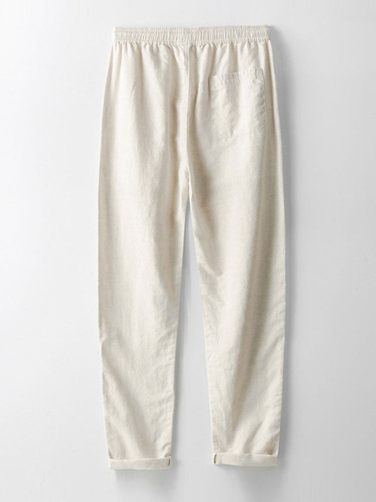 Men's summer outfit set lightweight linen shirt and trousers relaxed fit