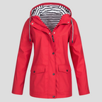 Women hooded water-resistant windproof jacket lightweight polyester