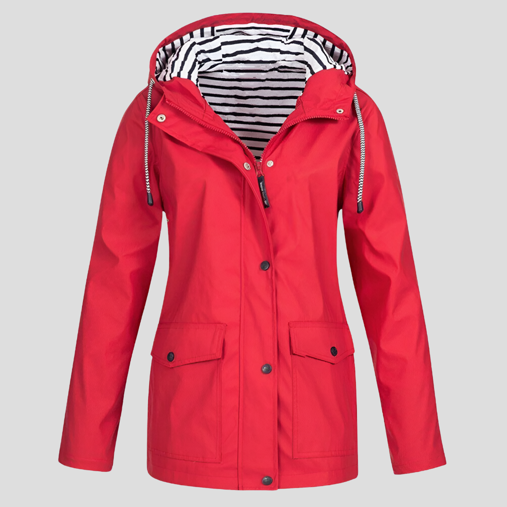 Women hooded water-resistant windproof jacket lightweight polyester