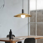 Brass pendant lamp mid-century style with white milk glass shade, 1-light E27