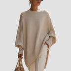 Women oversized pullover sweater in relaxed fit, available in beige black and olive green