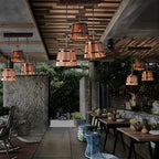 Pendant lamp rustic wooden bucket shade industrial style 1 or 3 light