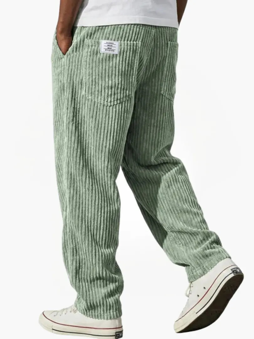 Men's corduroy drawstring trousers relaxed fit all-season smart casual