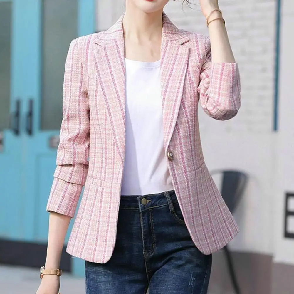 Women's single button office blazer, lightweight business casual jacket