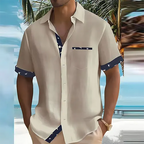 Men's short sleeve summer shirt, breathable lightweight cotton blend, S to 3XL